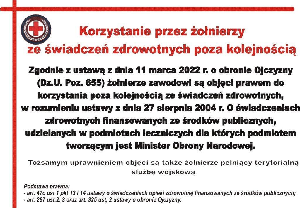 Korzystanie przez żołnierzy ze świadczeń zdrowotnych poza kolejnością